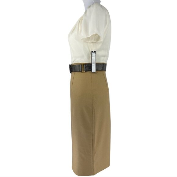 Tahari ASL Women's NWT Tan Kim Silk Pencil Business Career Dress Size 2/C33 - Picture 5 of 9